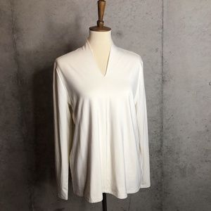 Talbots Cream V-neck Long-Sleeve Top - SIZE XL